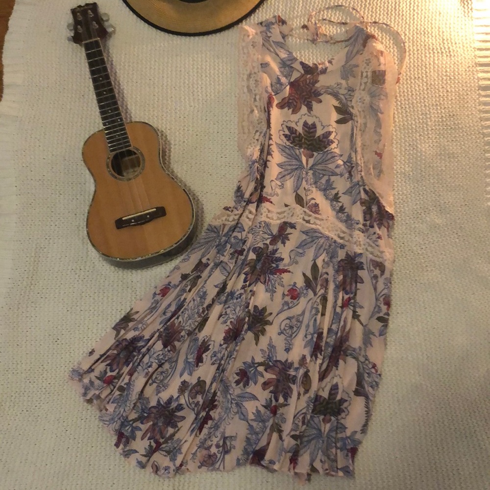 Free people trapeze high neck botanical dress